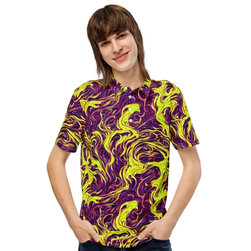 Fluoro Labyrinth on a Men's Slim Fit Polo Shirt