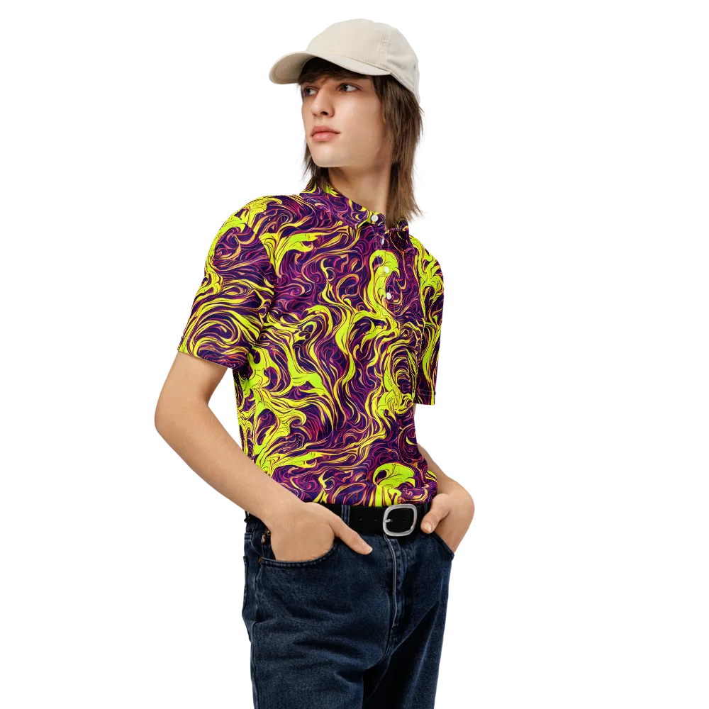 Fluoro Labyrinth on Men's Slim Fit Polo Shirt — Right Front
