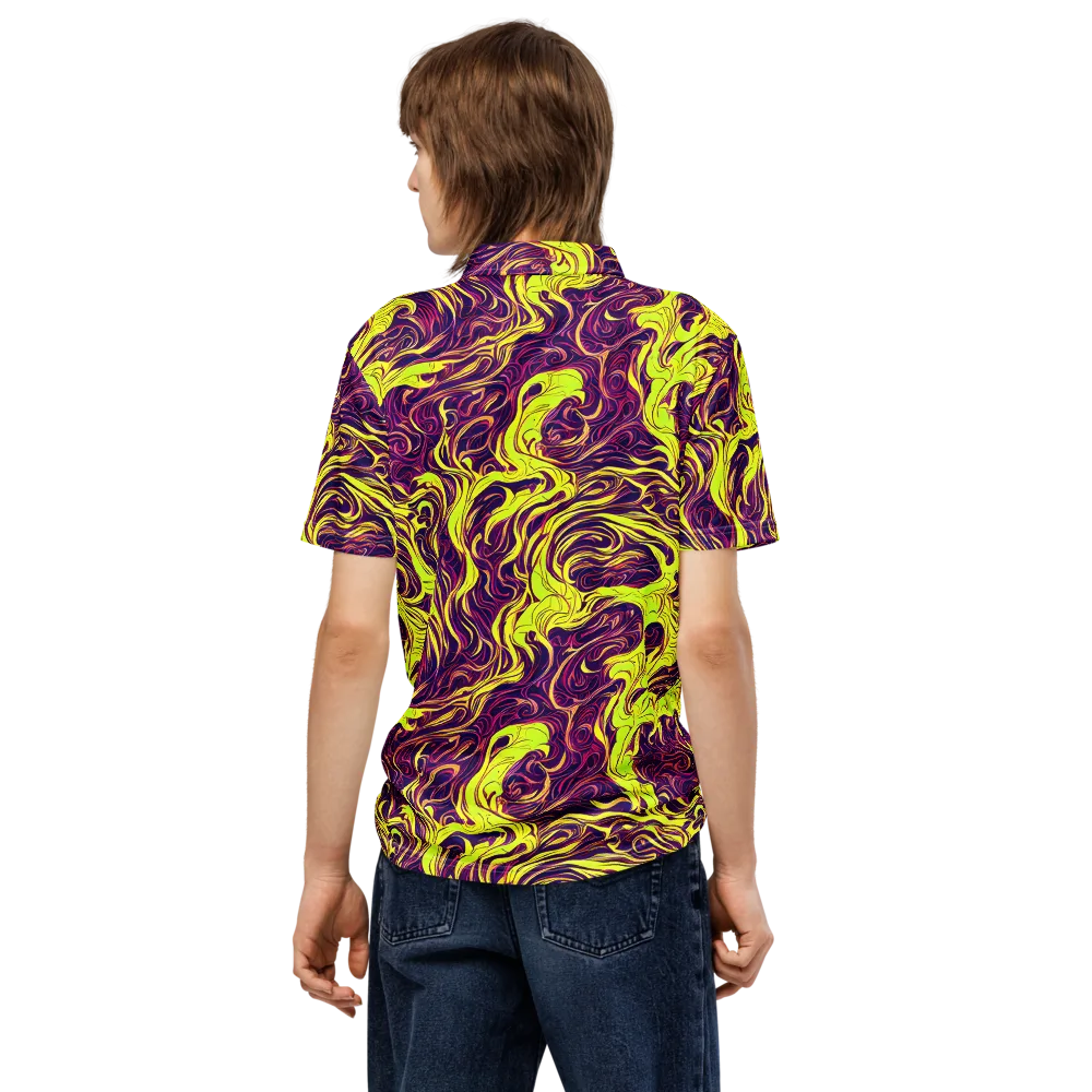 Fluoro Labyrinth on Men's Slim Fit Polo Shirt — Back