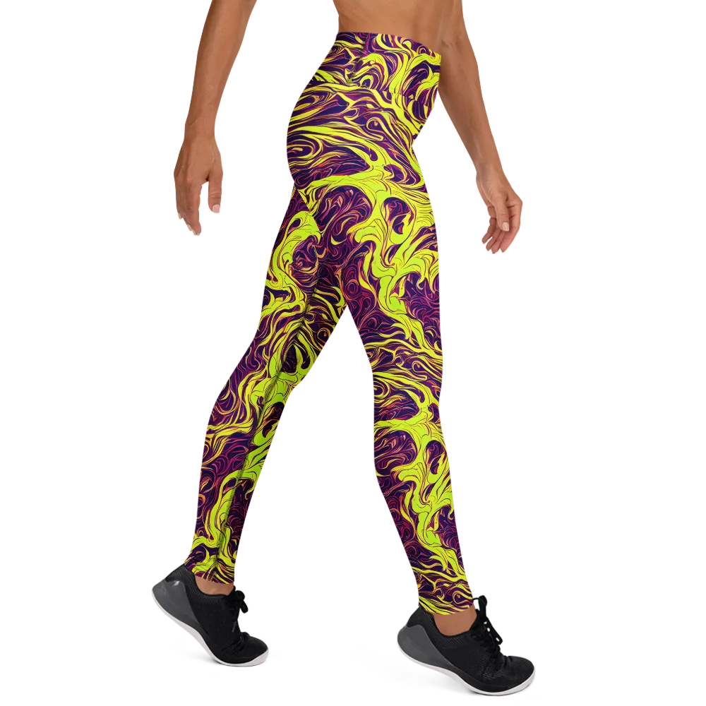 Fluoro Labyrinth on Yoga Leggings — Right