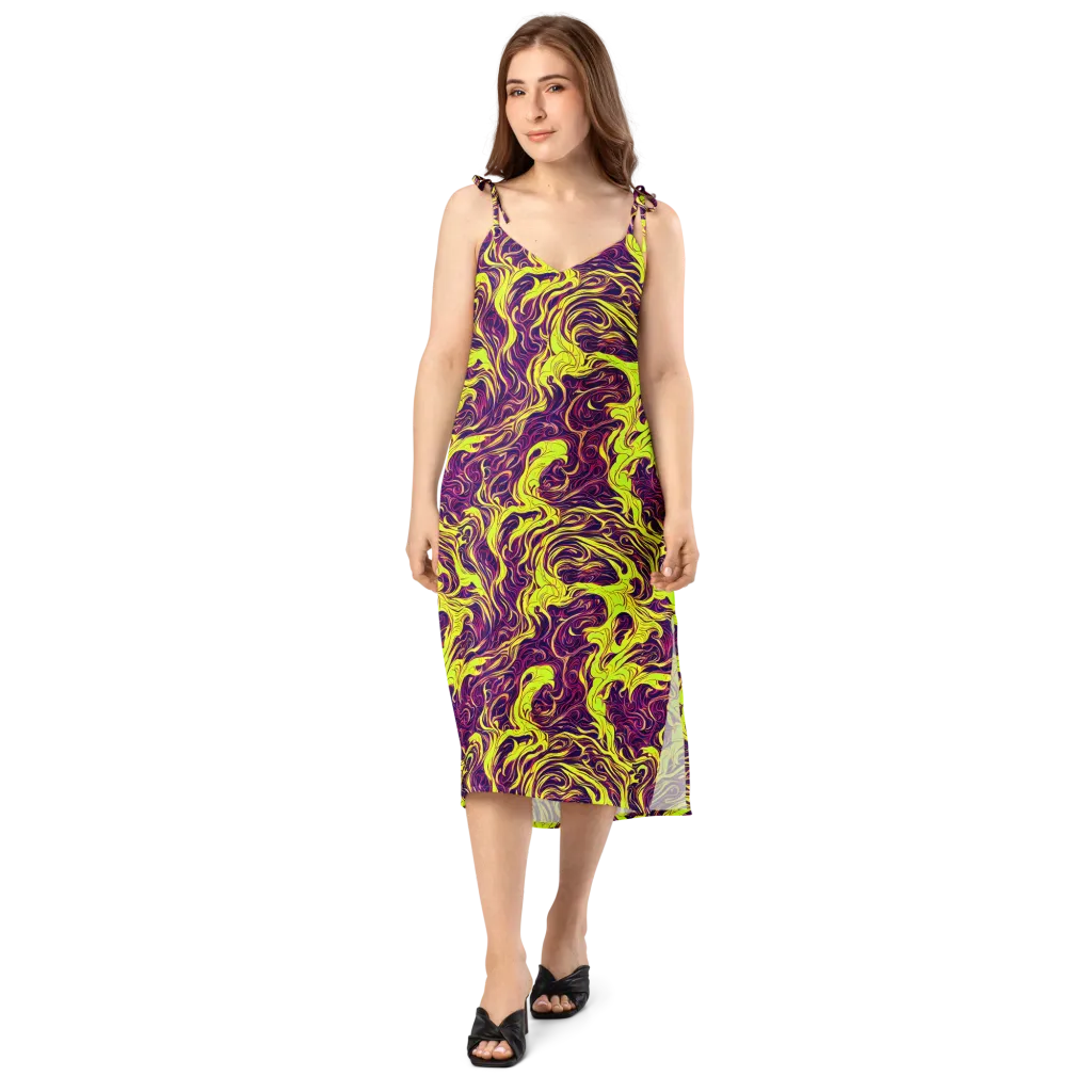Fluoro Labyrinth on Slip Dress — Front