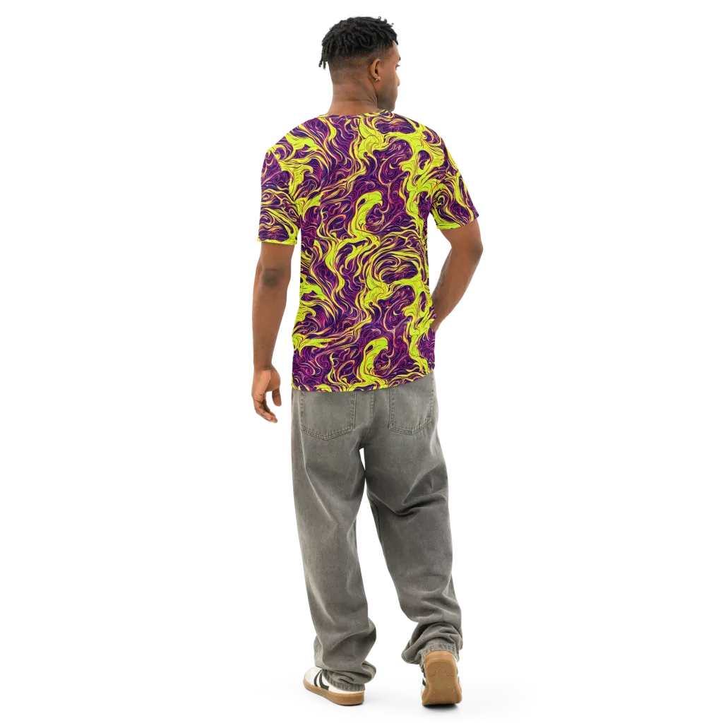 Fluoro Labyrinth on Men's Cotton Crew Neck T-Shirt — Back