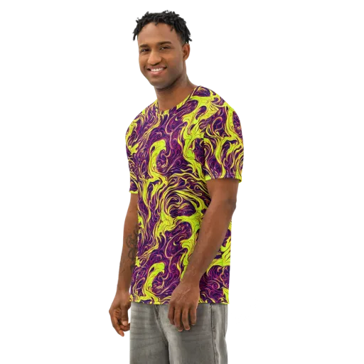 Fluoro Labyrinth on a Men's Cotton Crew Neck T-Shirt