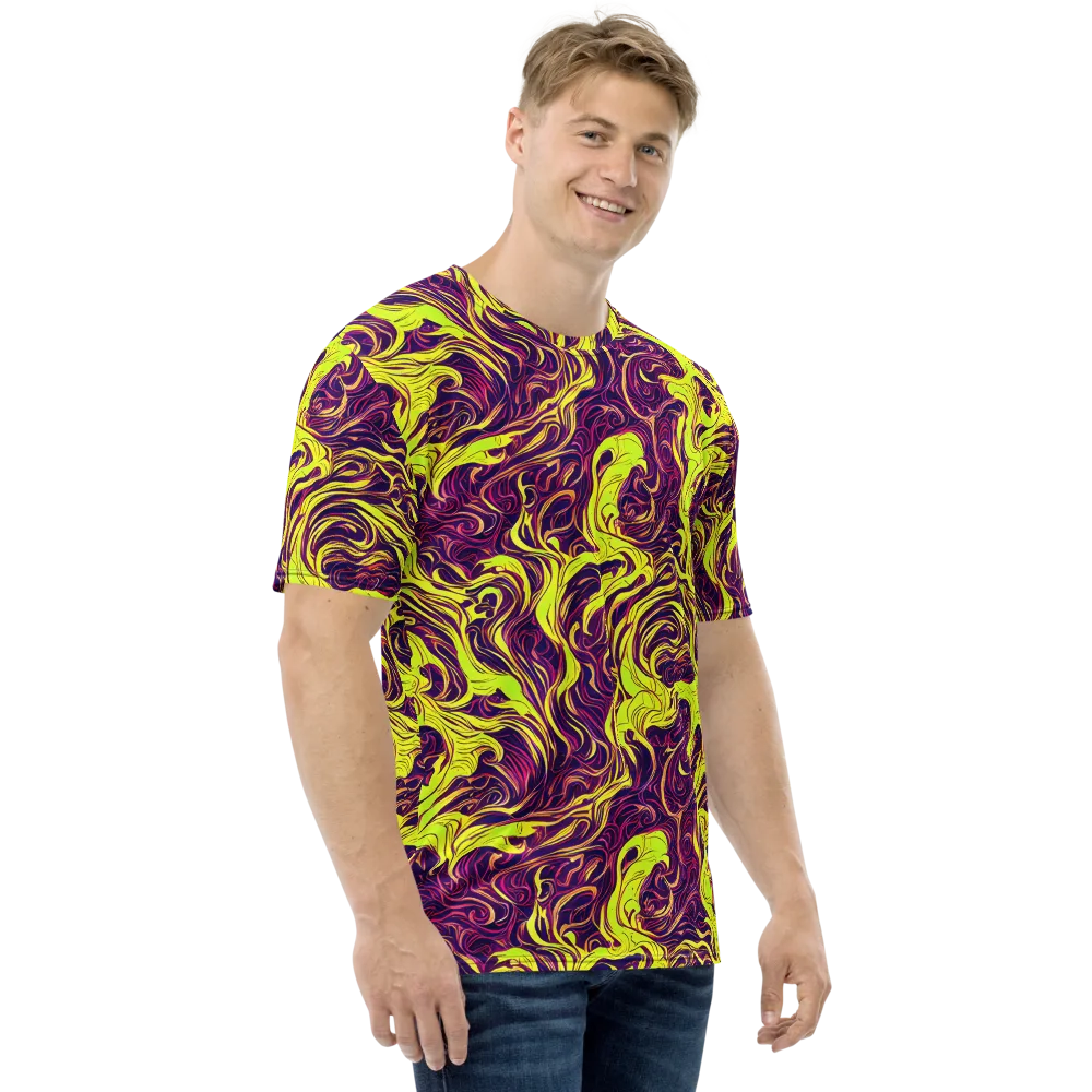Fluoro Labyrinth on Men's Crew Neck T-Shirt — Right