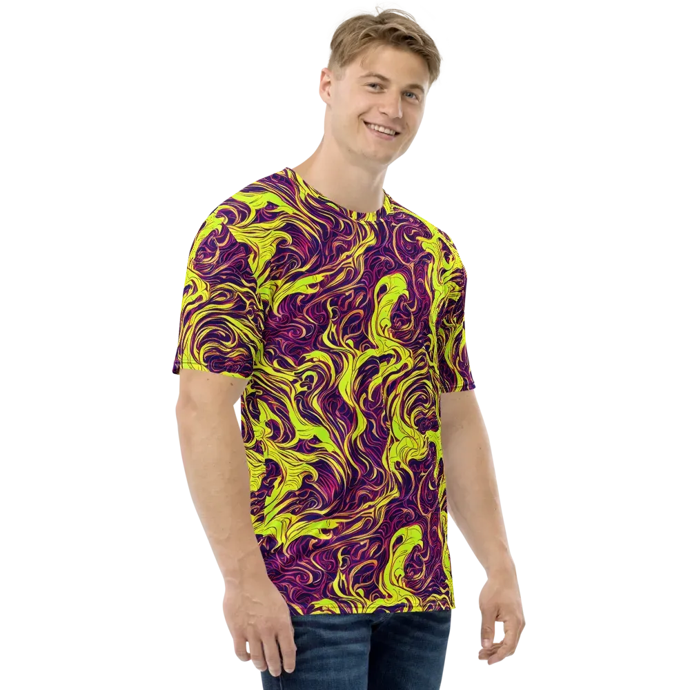 Fluoro Labyrinth on Men's Crew Neck T-Shirt — Right