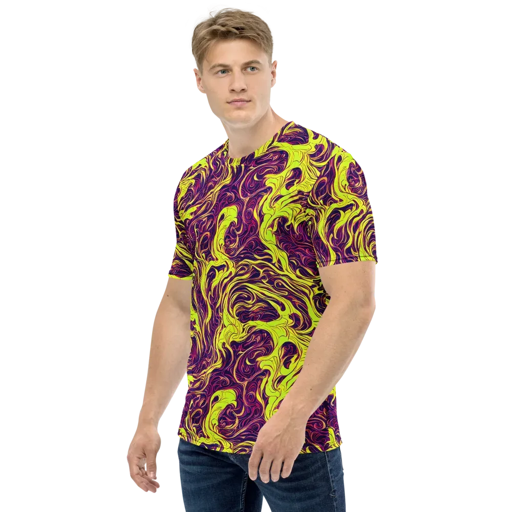 Fluoro Labyrinth on Men's Crew Neck T-Shirt — Left