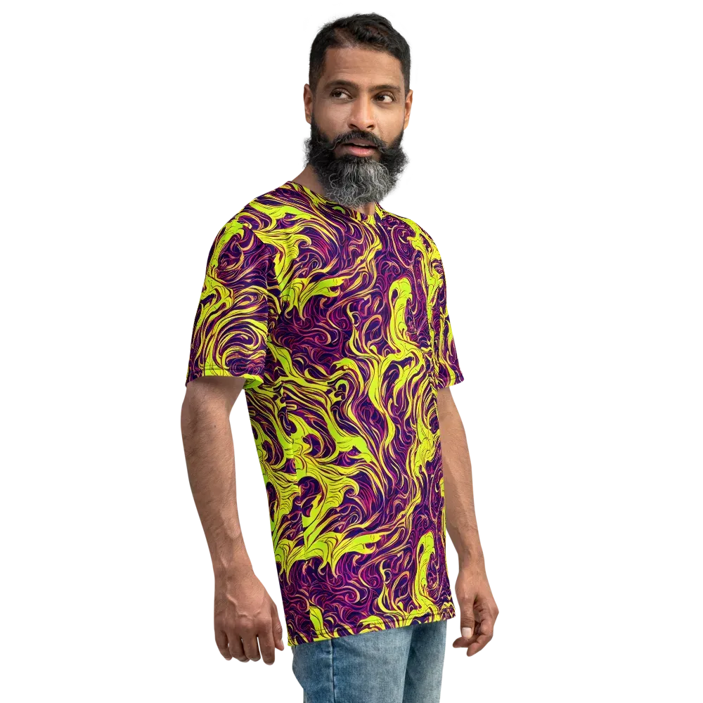 Fluoro Labyrinth on Men's Crew Neck T-Shirt — Right
