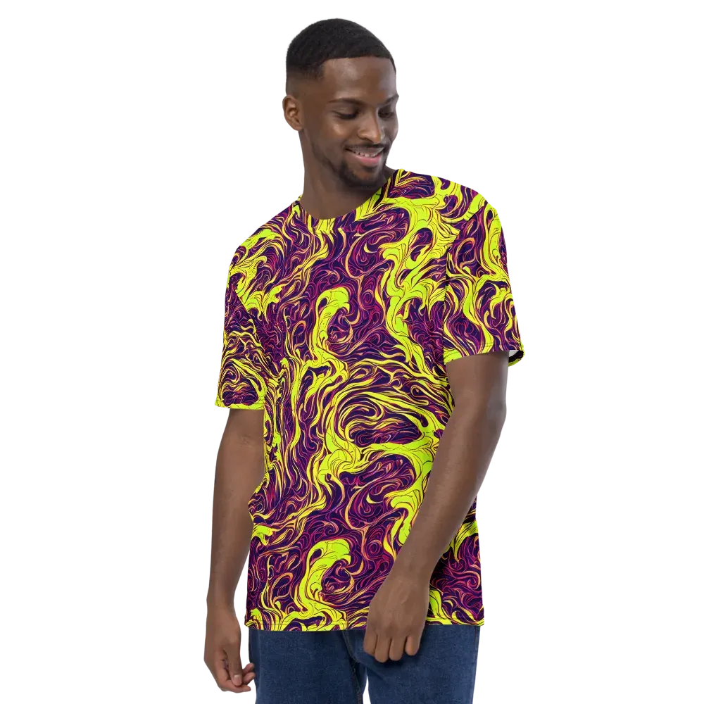 Fluoro Labyrinth on Men's Crew Neck T-Shirt — Left
