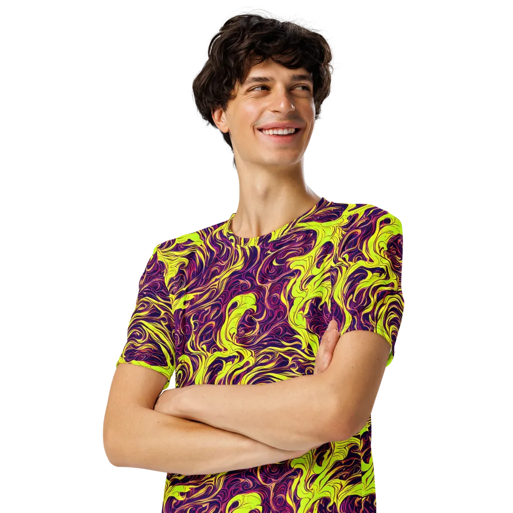 Fluoro Labyrinth on Men's Crew Neck T-Shirt — Left Front