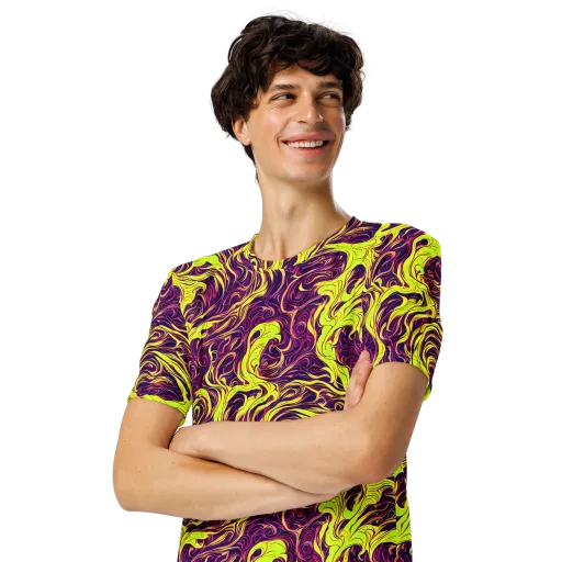Fluoro Labyrinth on a Men's Crew Neck T-Shirt