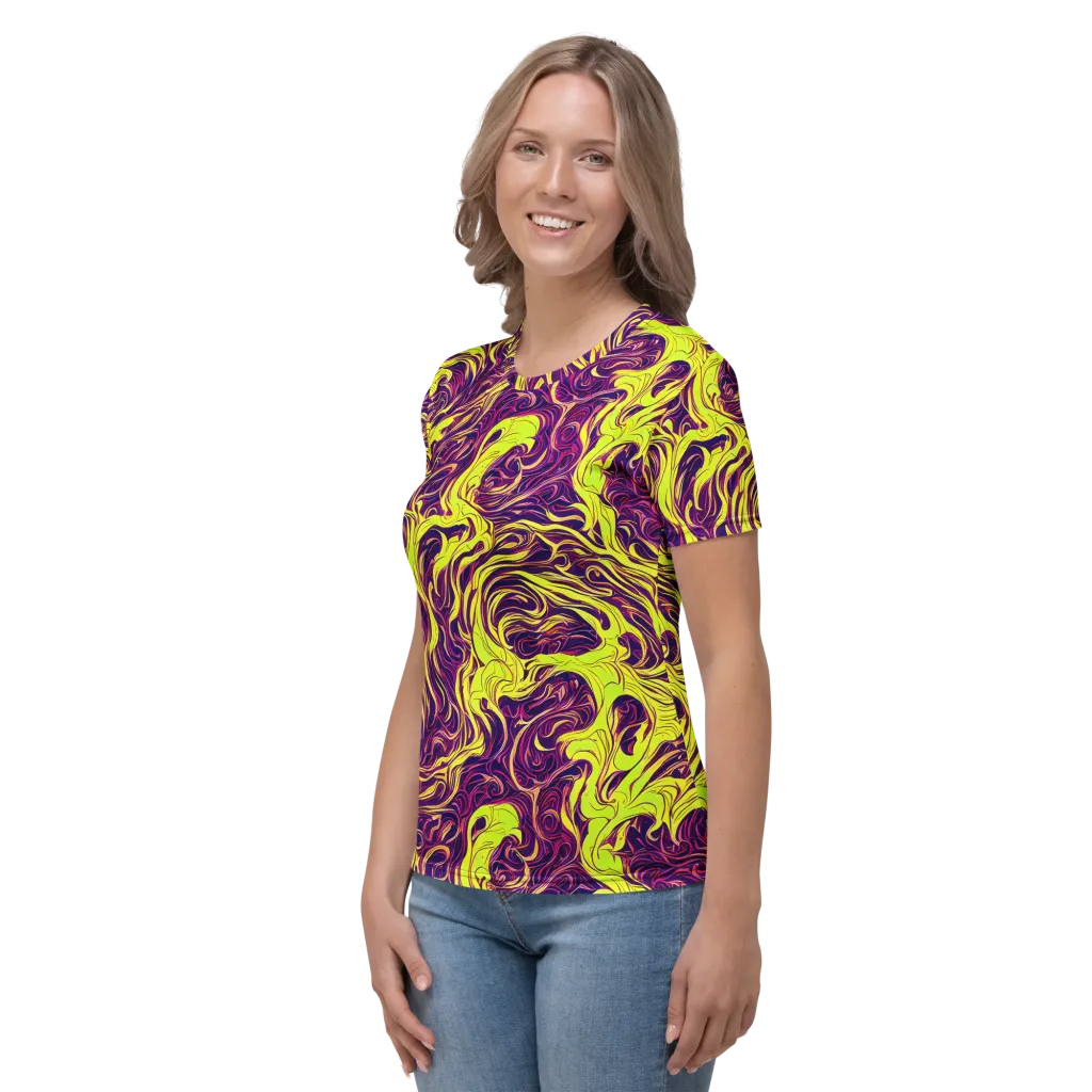 Fluoro Labyrinth on Women's Crew Neck T-Shirt — Left