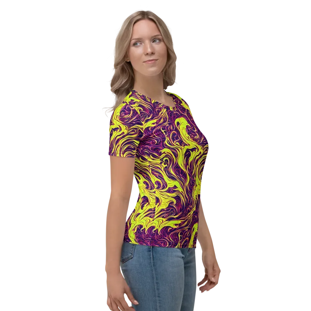 Fluoro Labyrinth on Women's Crew Neck T-Shirt — Right
