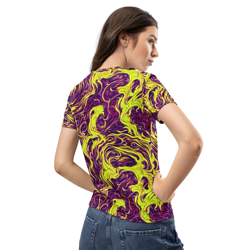 Fluoro Labyrinth on Women's Crew Neck T-Shirt — Back
