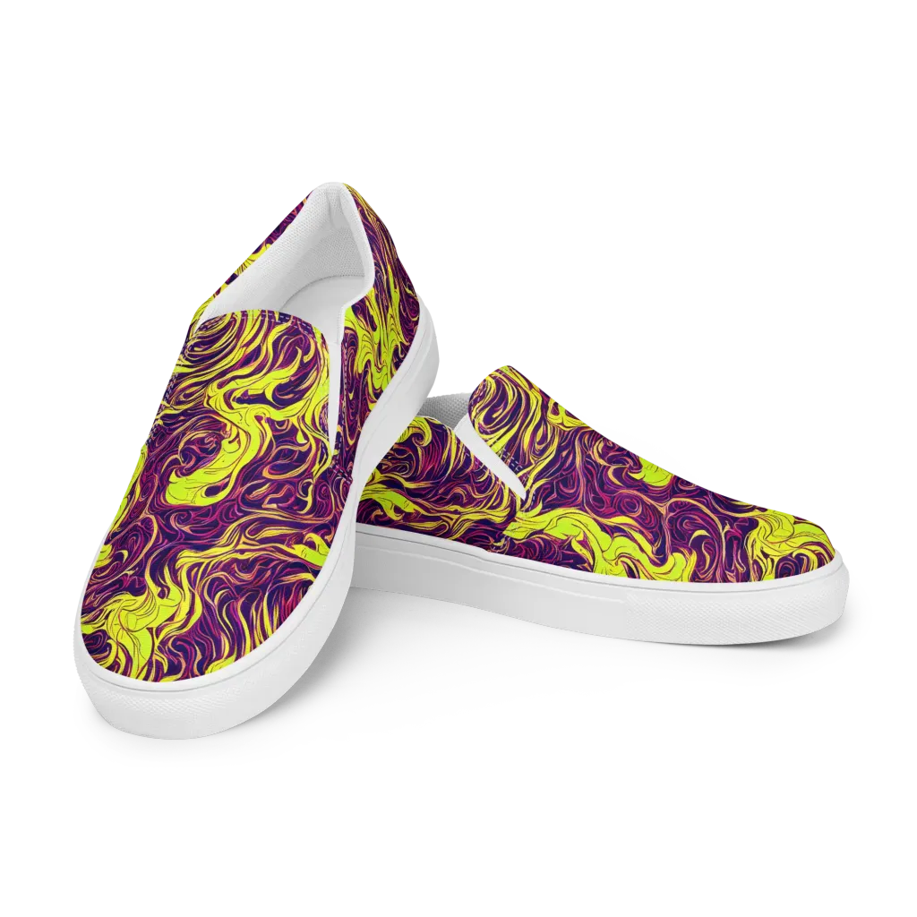 Fluoro Labyrinth on Men's Slip-On Canvas Shoes — Left Front