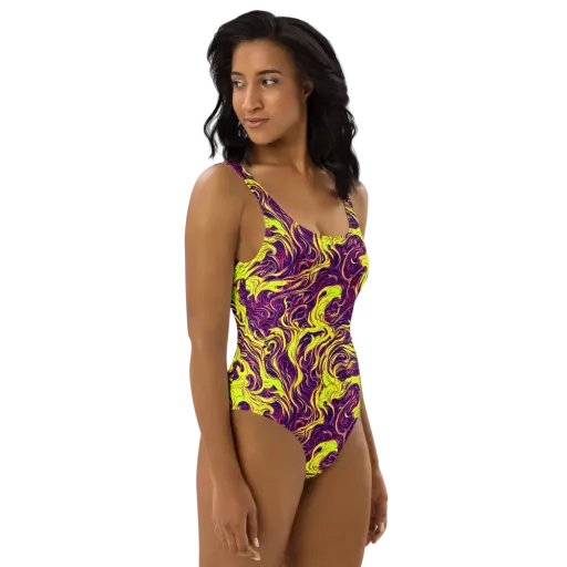 Fluoro Labyrinth on a One-Piece Swimsuit