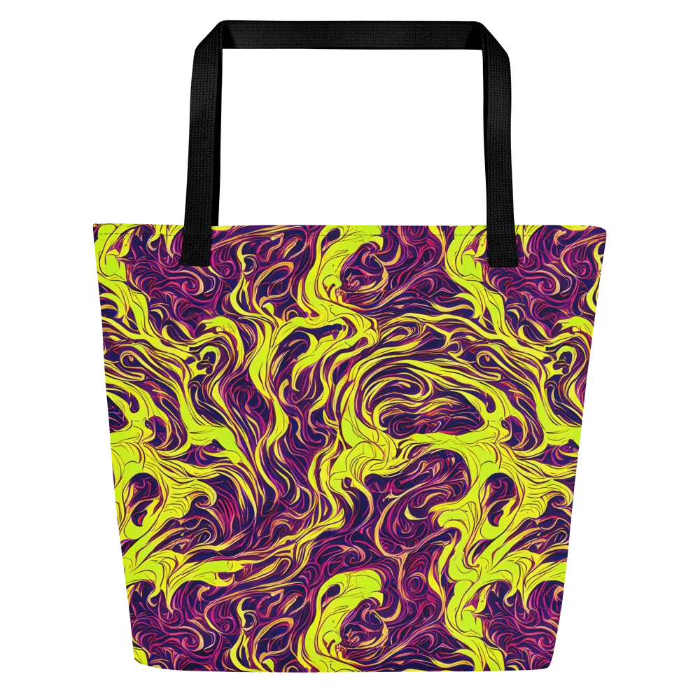 Fluoro Labyrinth on Large Tote Bag W/ Pocket — Front
