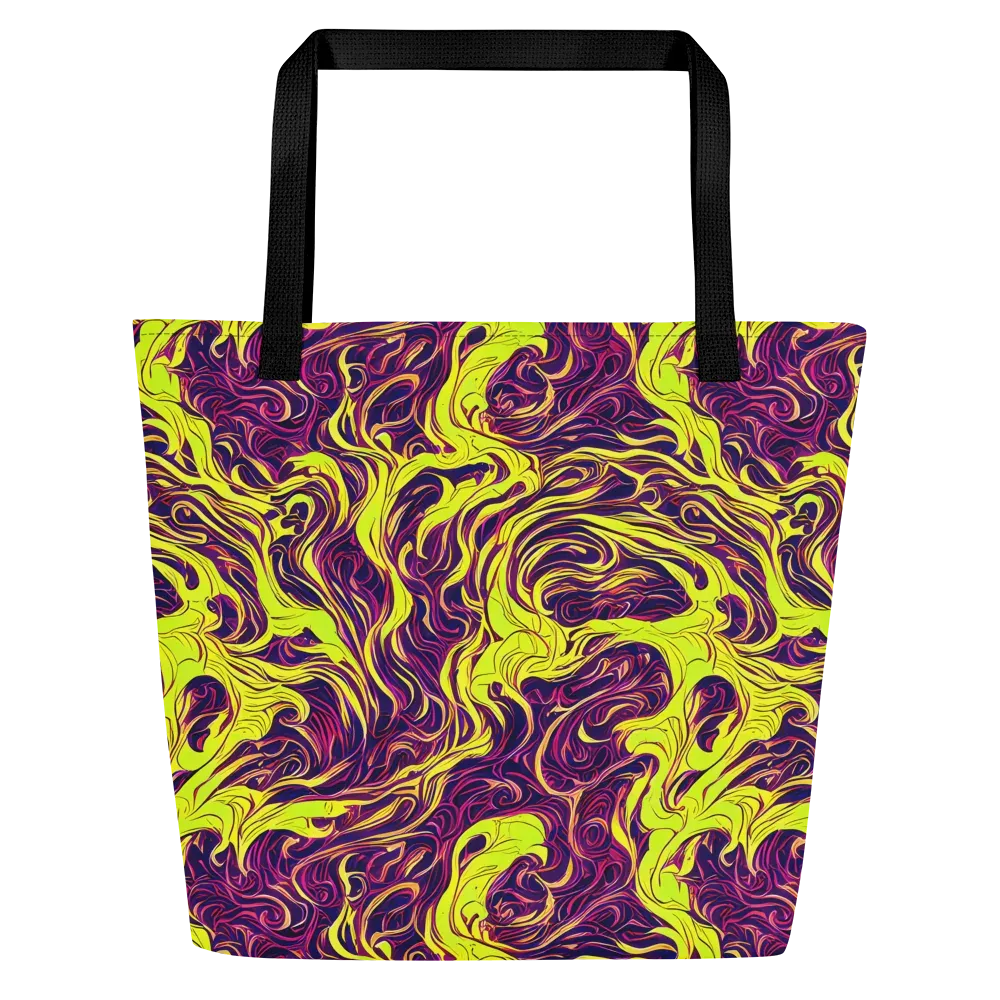 Fluoro Labyrinth on Large Tote Bag W/ Pocket — Front