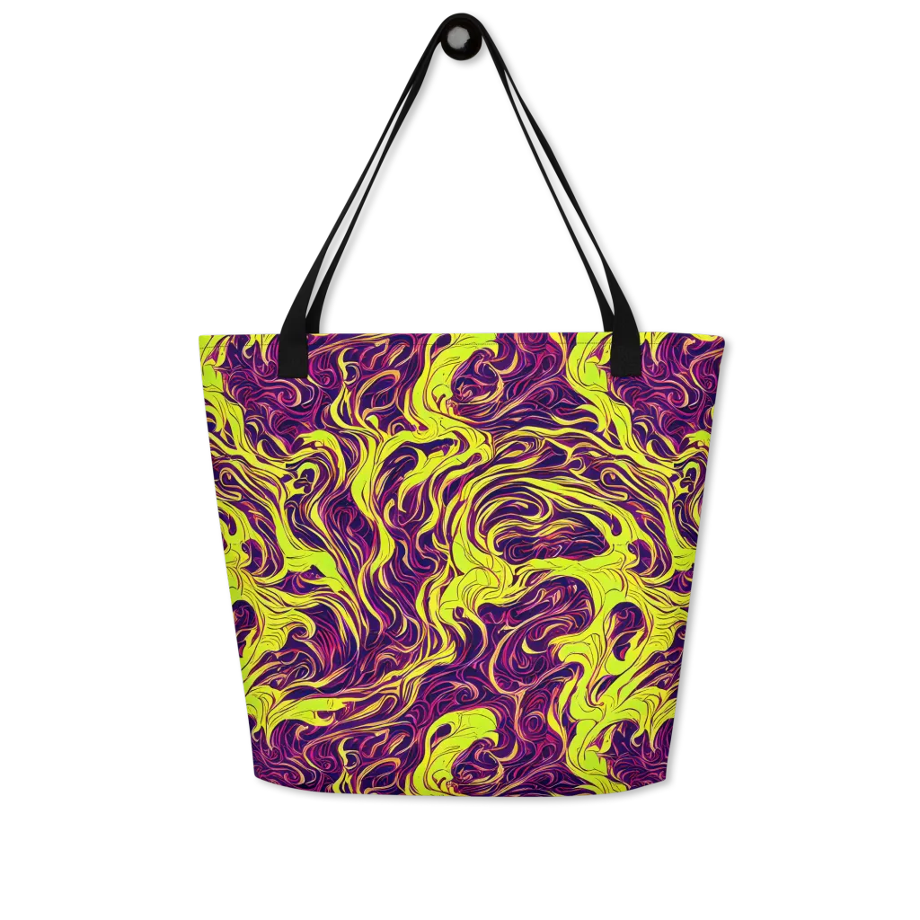 Fluoro Labyrinth on Large Tote Bag W/ Pocket — Front