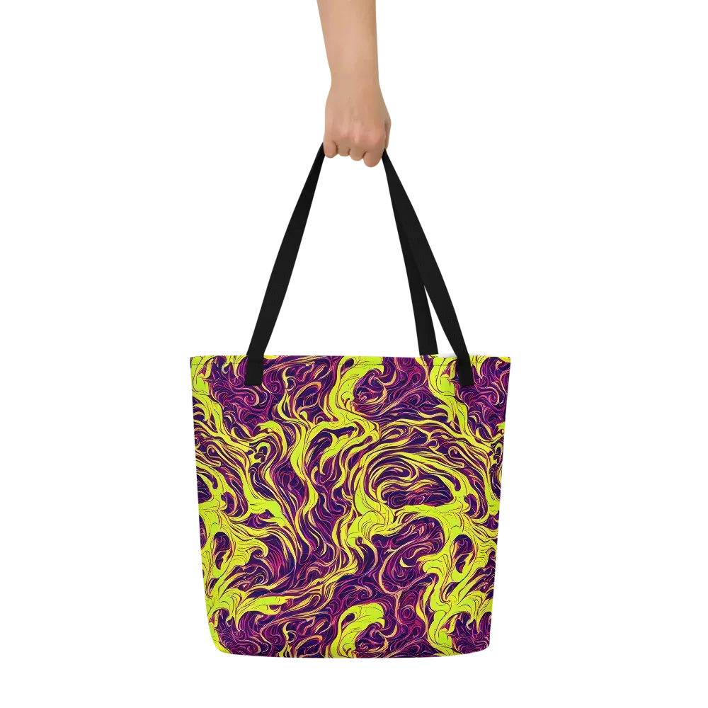 Fluoro Labyrinth on Large Tote Bag W/ Pocket — Front