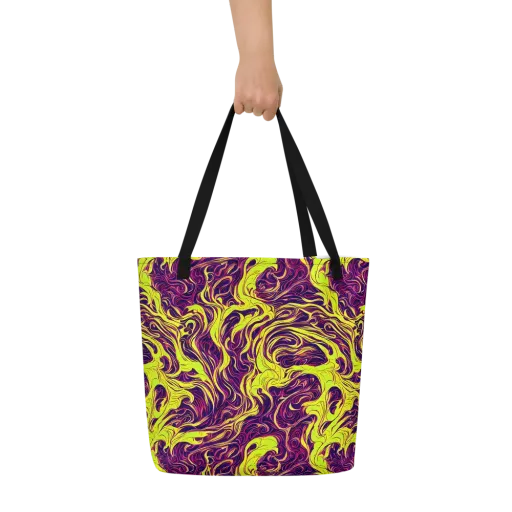 Fluoro Labyrinth on a Large Tote Bag W/ Pocket