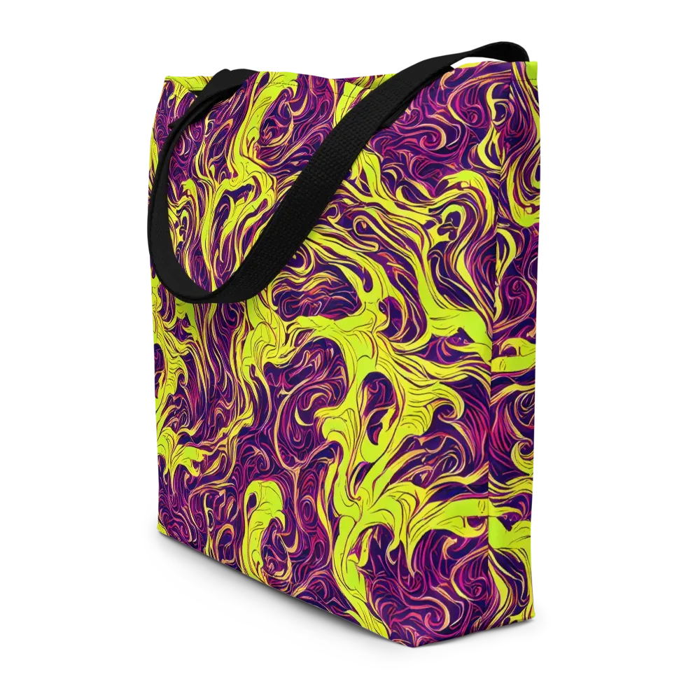 Fluoro Labyrinth on Large Tote Bag W/ Pocket — Front