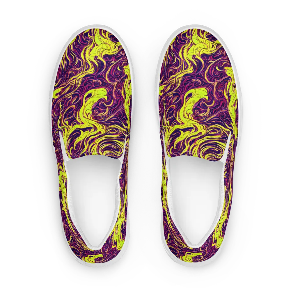 Fluoro Labyrinth on Women's Slip-On Canvas Shoes — Front