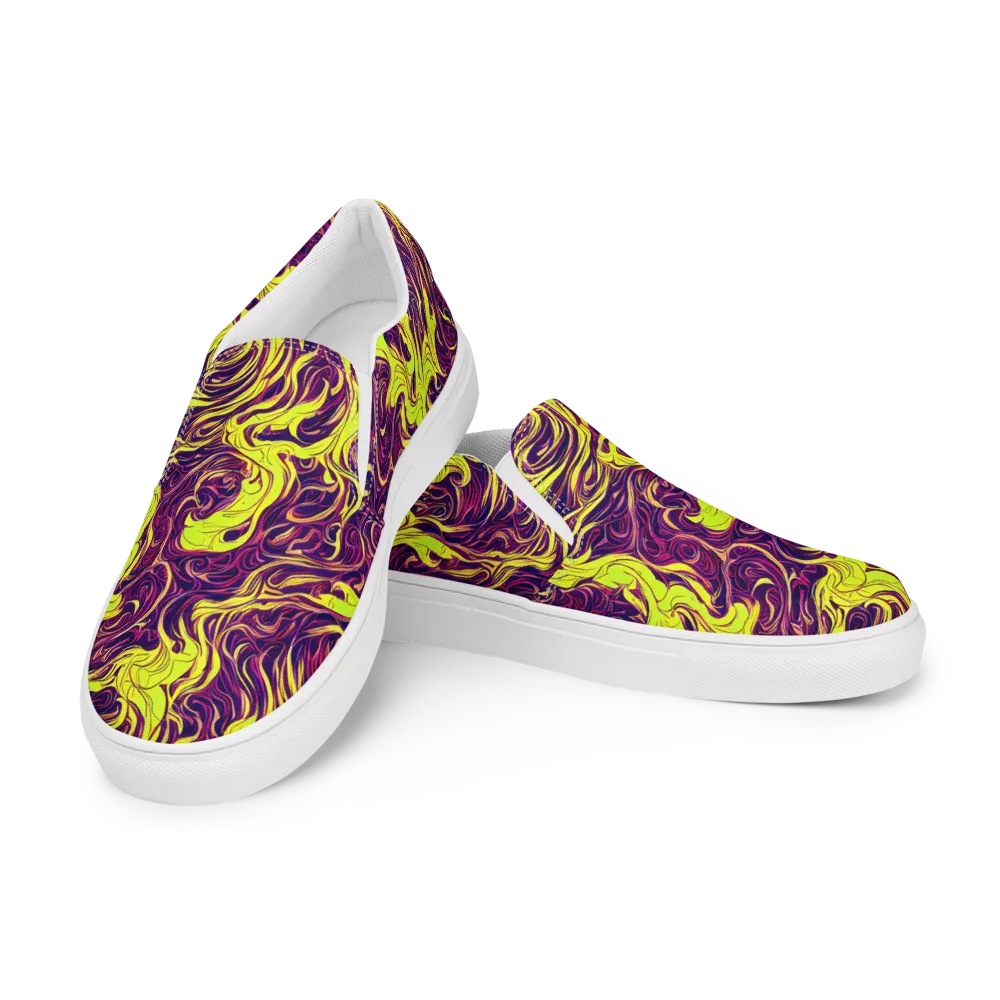 Fluoro Labyrinth on Women's Slip-On Canvas Shoes — Left Front