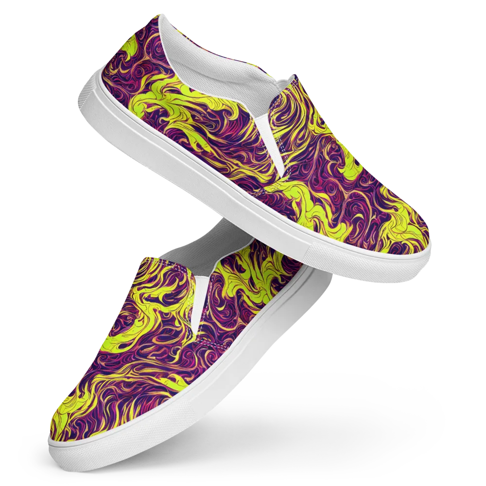 Fluoro Labyrinth on Women's Slip-On Canvas Shoes — Front