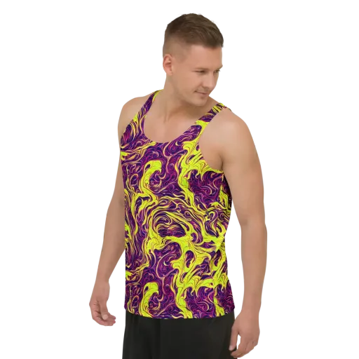 Fluoro Labyrinth on a Men's Tank Top