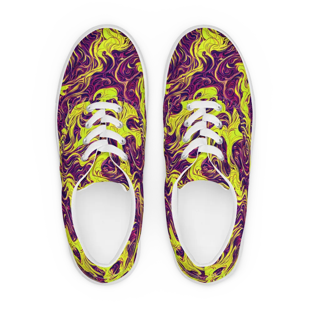 Fluoro Labyrinth on Men's Lace-Up Canvas Shoes — Front