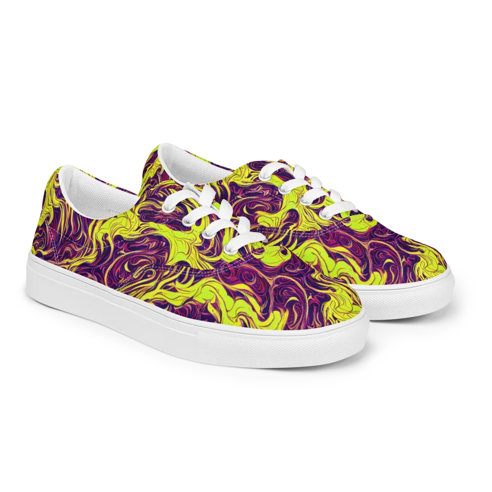Fluoro Labyrinth on Men's Lace-Up Canvas Shoes — Right Front