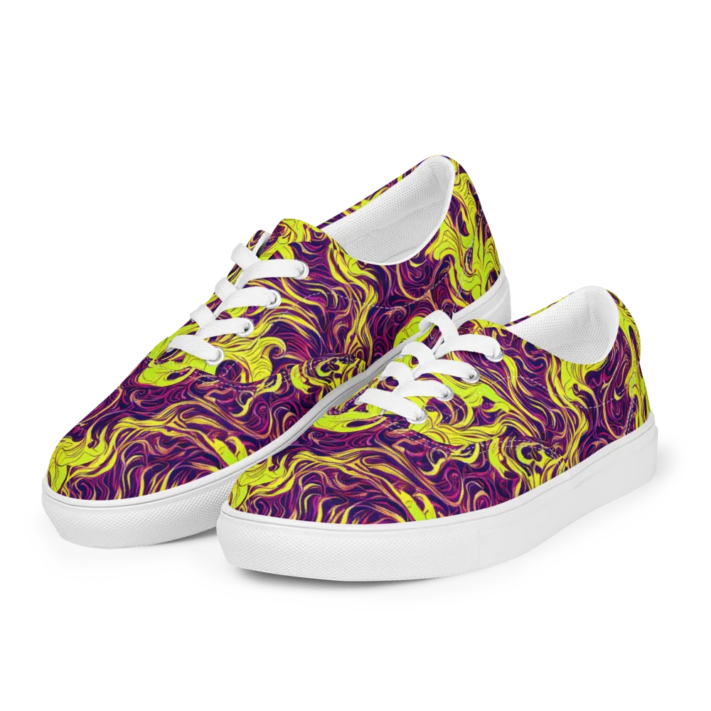 Fluoro Labyrinth on Men's Lace-Up Canvas Shoes — Left Front