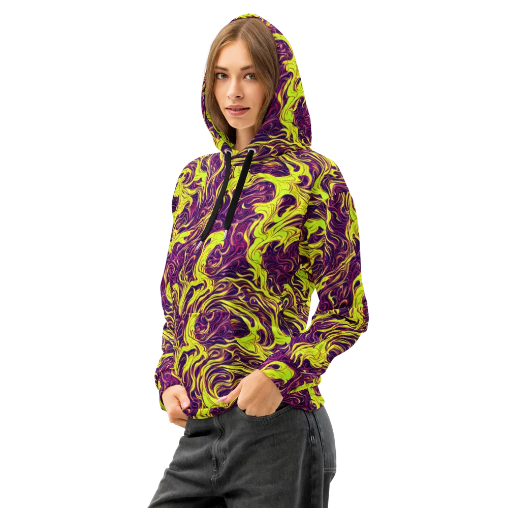 Fluoro Labyrinth on Cotton Hoodie — Left Front