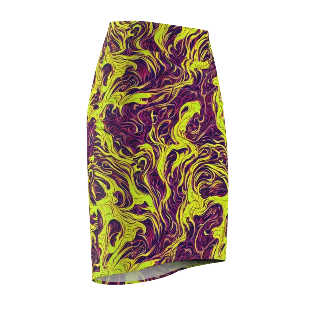 Fluoro Labyrinth on Pencil Skirt — Front Side