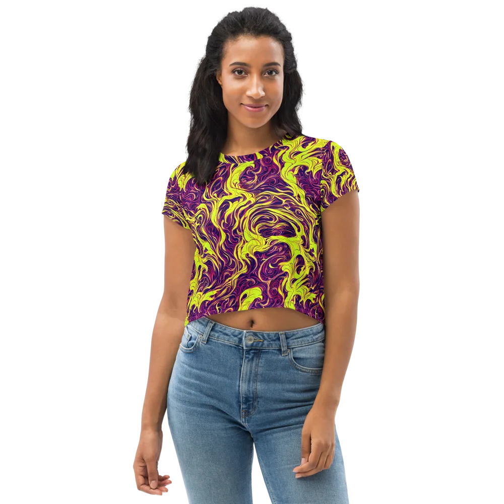 Fluoro Labyrinth on Crop Tee — Front
