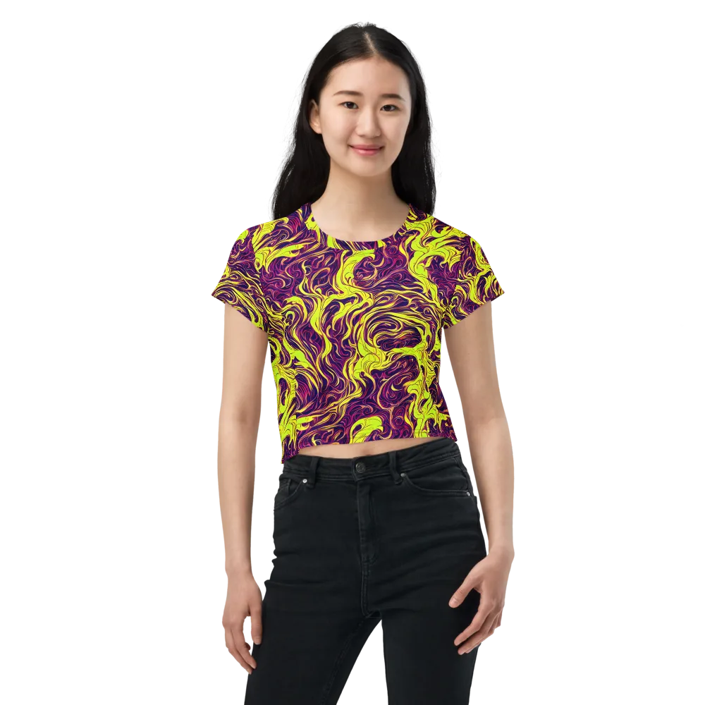 Fluoro Labyrinth on Crop Tee — Front