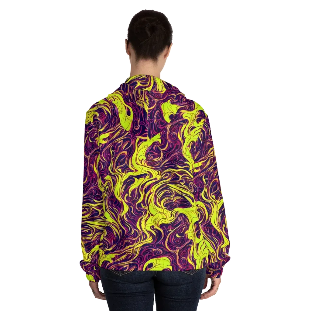 Fluoro Labyrinth on Women's Full-Zip Hoodie — Back On Person