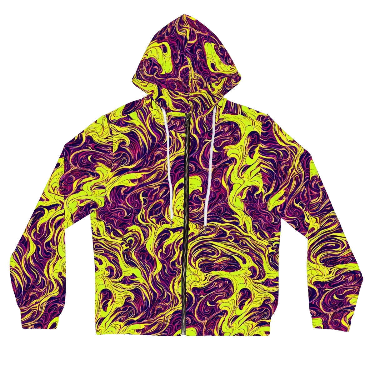 Fluoro Labyrinth on Women's Full-Zip Hoodie — Front