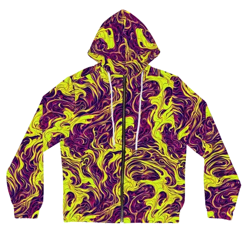 Fluoro Labyrinth on a Women's Full-Zip Hoodie