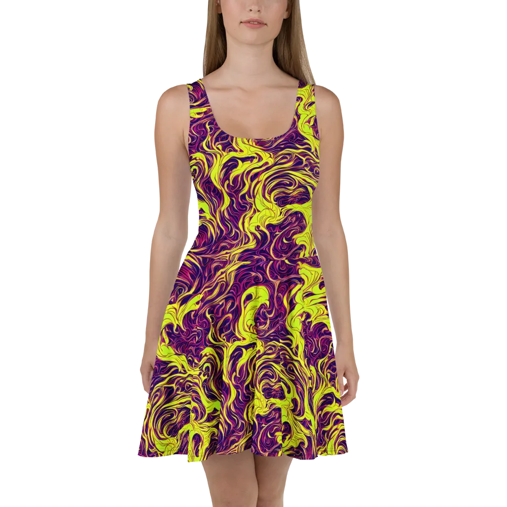 Fluoro Labyrinth on Skater Dress — Front