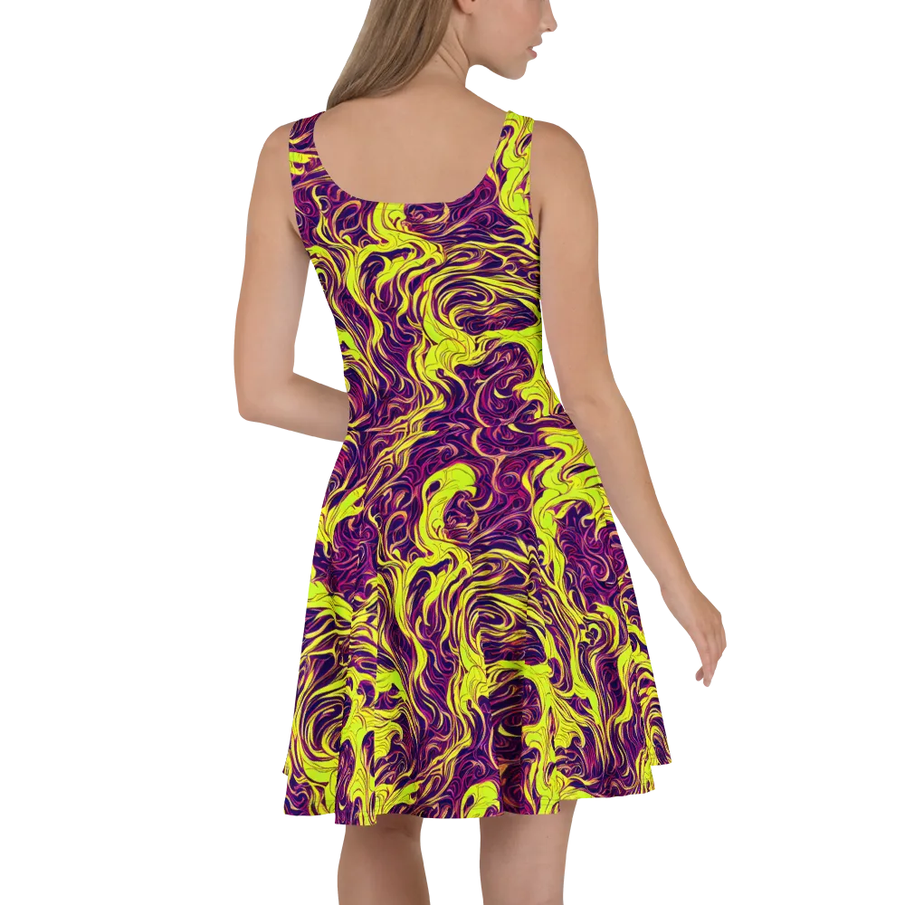 Fluoro Labyrinth on Skater Dress — Back