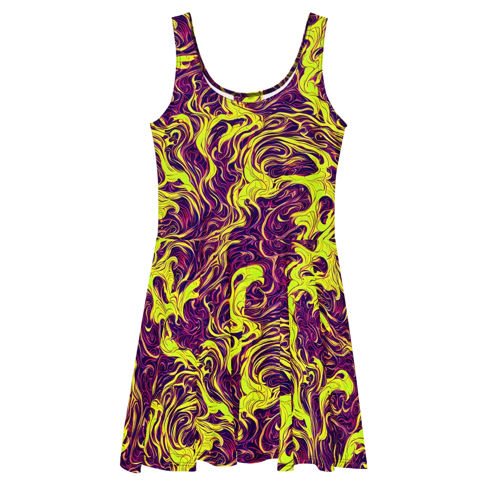 Fluoro Labyrinth on Skater Dress — Front