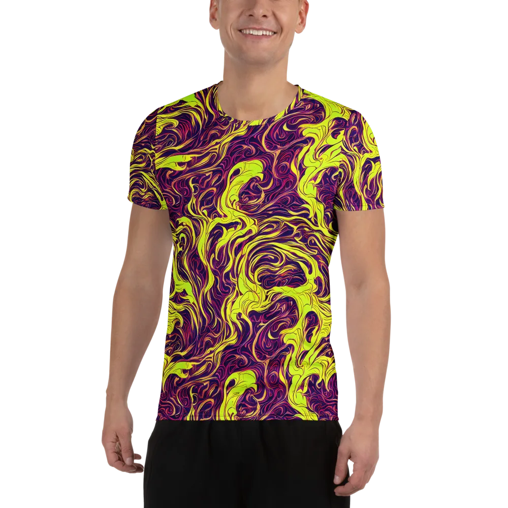 Fluoro Labyrinth on Men's Athletic T-Shirt — Front
