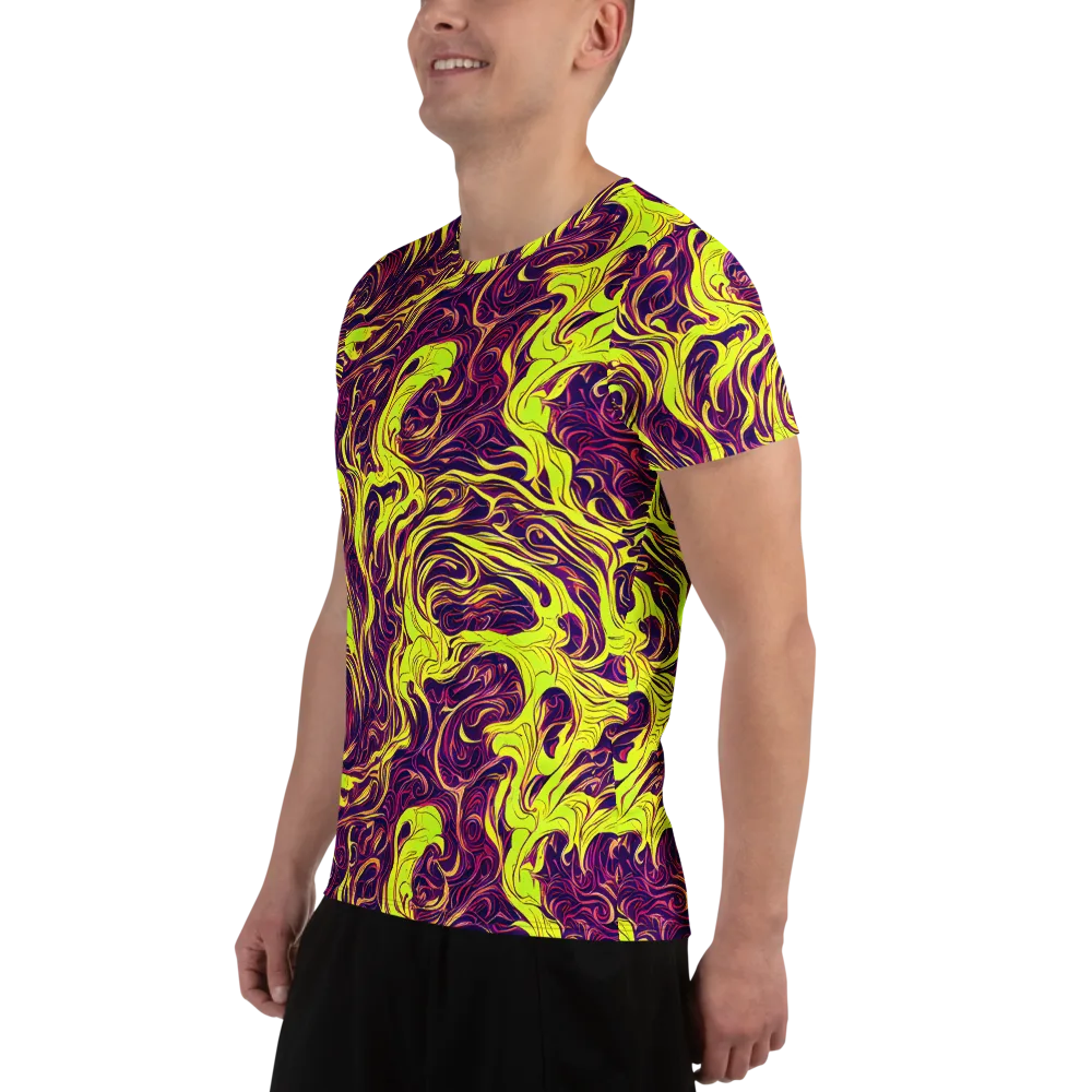 Fluoro Labyrinth on Men's Athletic T-Shirt — Left
