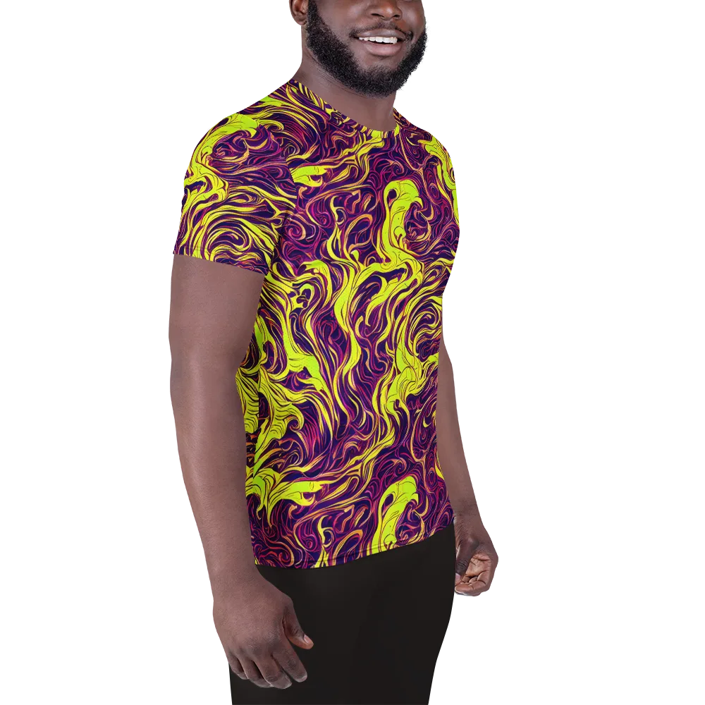 Fluoro Labyrinth on Men's Athletic T-Shirt — Right