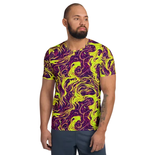 Fluoro Labyrinth on a Men's Athletic T-Shirt
