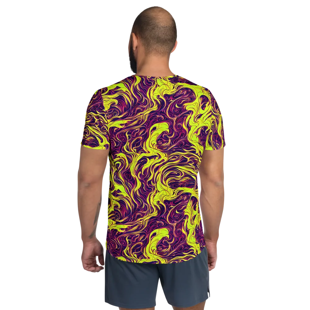 Fluoro Labyrinth on Men's Athletic T-Shirt — Back