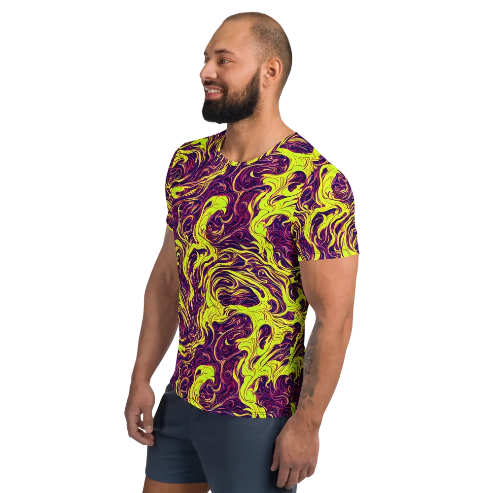 Fluoro Labyrinth on Men's Athletic T-Shirt — Left