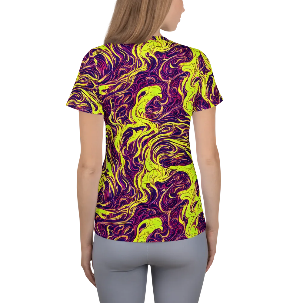 Fluoro Labyrinth on Women's Athletic T-Shirt — Back