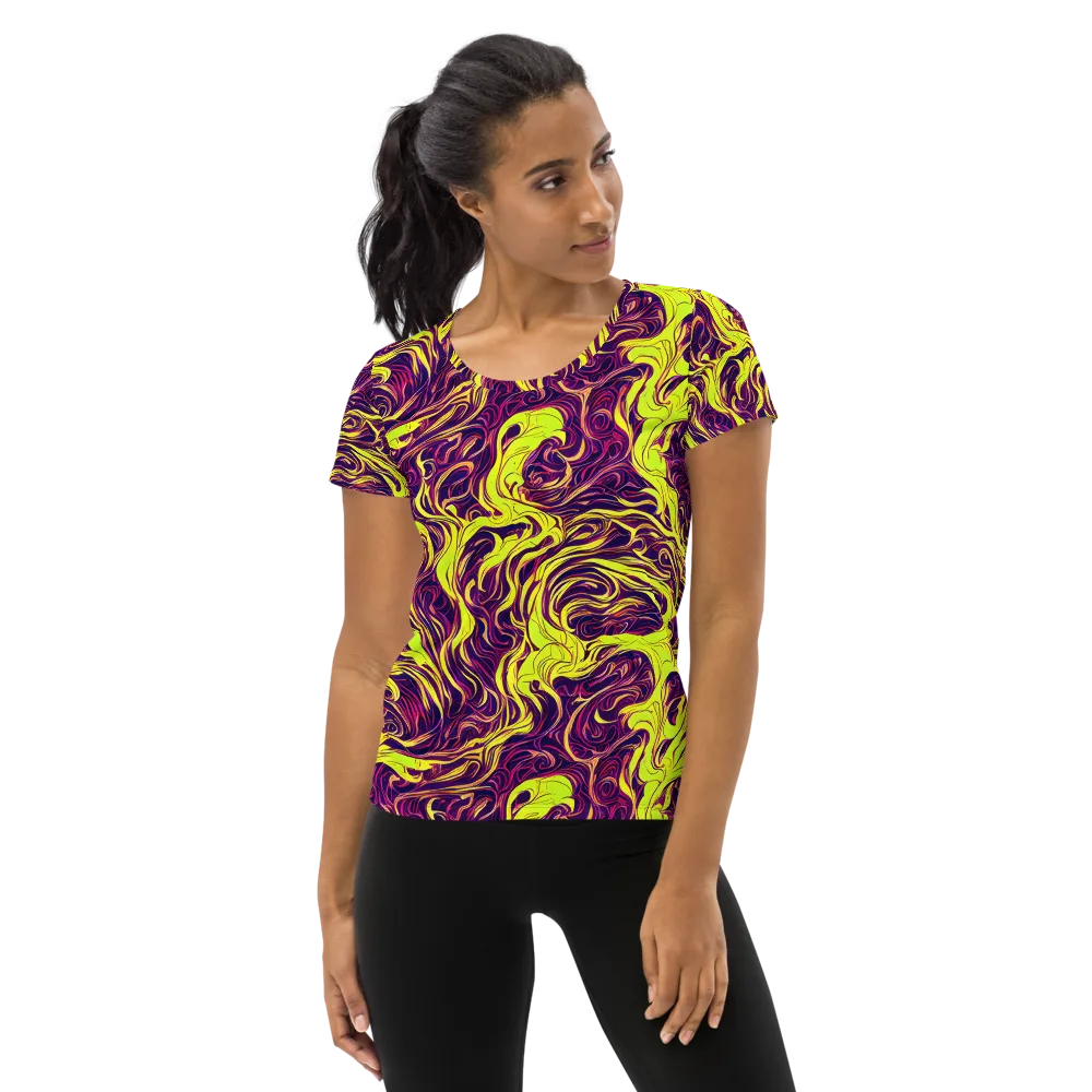 Fluoro Labyrinth on Women's Athletic T-Shirt — Front